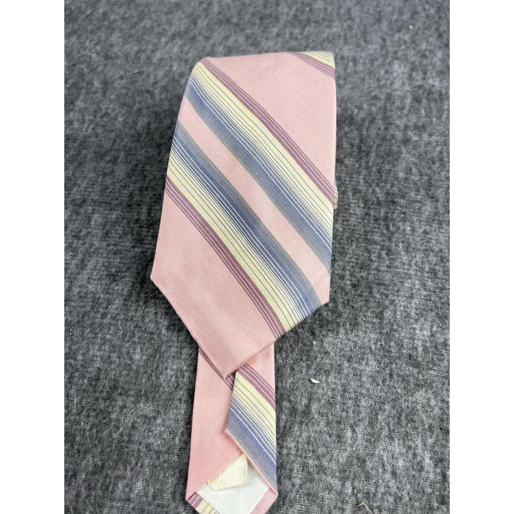 Etienne Aigner Mens Pink Blue Striped Pure Italian Silk Necktie One Size WPL2555